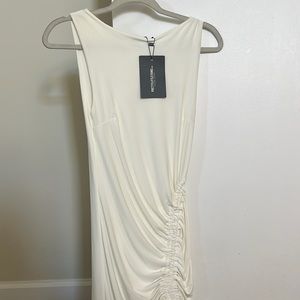CREAM shape ruched side bodycon dress